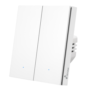 Nivian Smart NVS-FLATWALLSWITCH-201-WRB Interruptor de pared inteligente 2 líneas WiFi 2.4 GHz