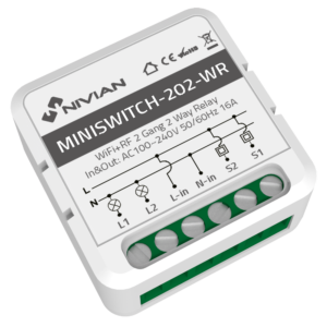 Nivian Smart NVS-MINISWITCH-202-WR Relé inteligente WiFi de 2 líneas 16A