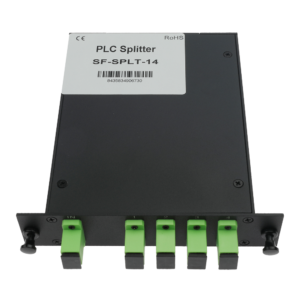 Splitter óptico PLC 1×4 SC APC monomodo G.657.A2 en casete — SF-SPLT-14