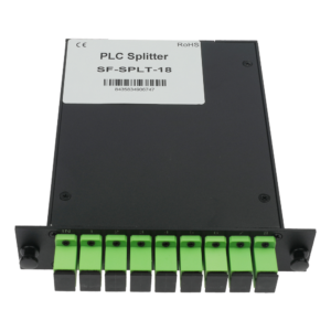 Splitter Óptico PLC 1×8 SC APC Monomodo G.657.A2 en Casete — SF-SPLT-18