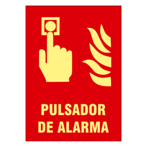 Cartel de Señalización Equipos Protección Contra Incendios Pulsador de Alarma Fotoluminiscente Categoría B – SIGNS-32B-2129