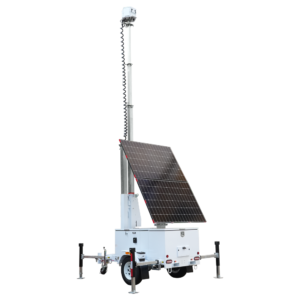 Safire UST-600SA Torre de CCTV Solar Móvil con Mástil Telescópico de 7 m y Batería LiFePO4 de 8,038 kWh