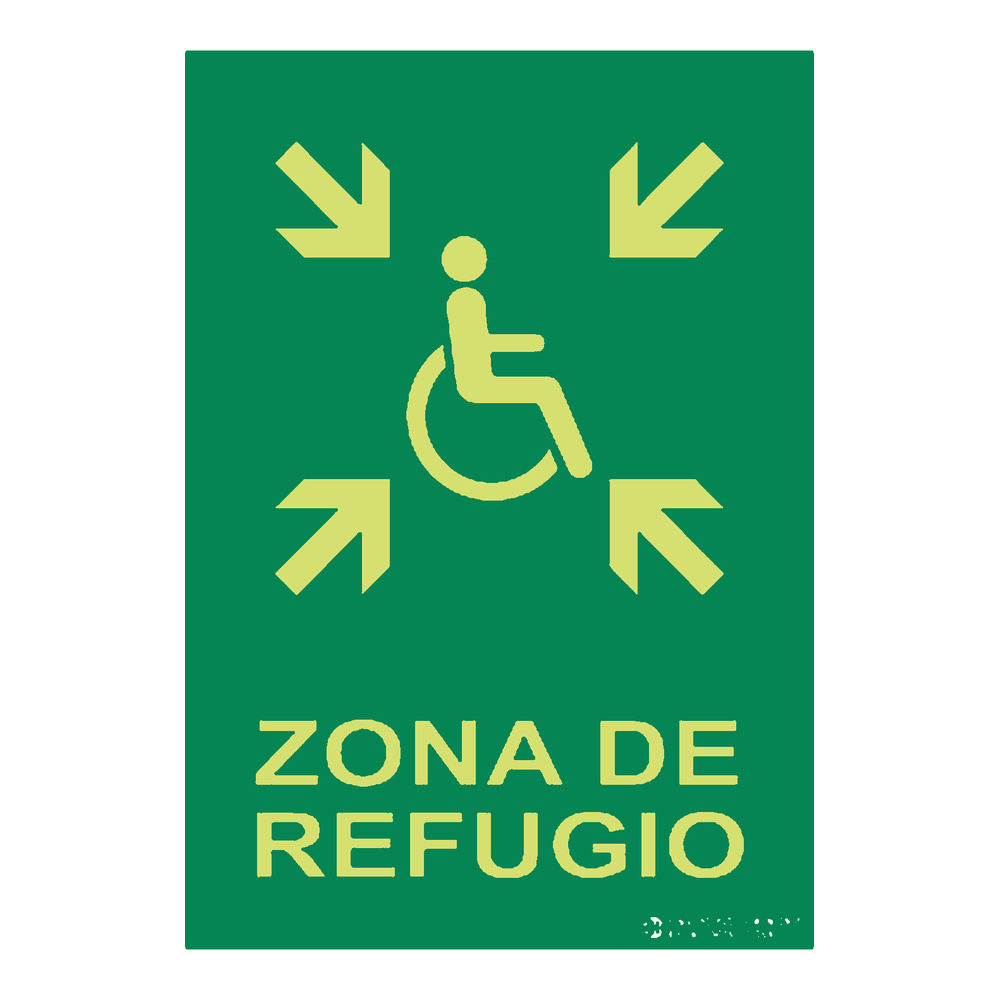 Señal fotoluminiscente zona de refugio rectangular Clase A EYS-3130