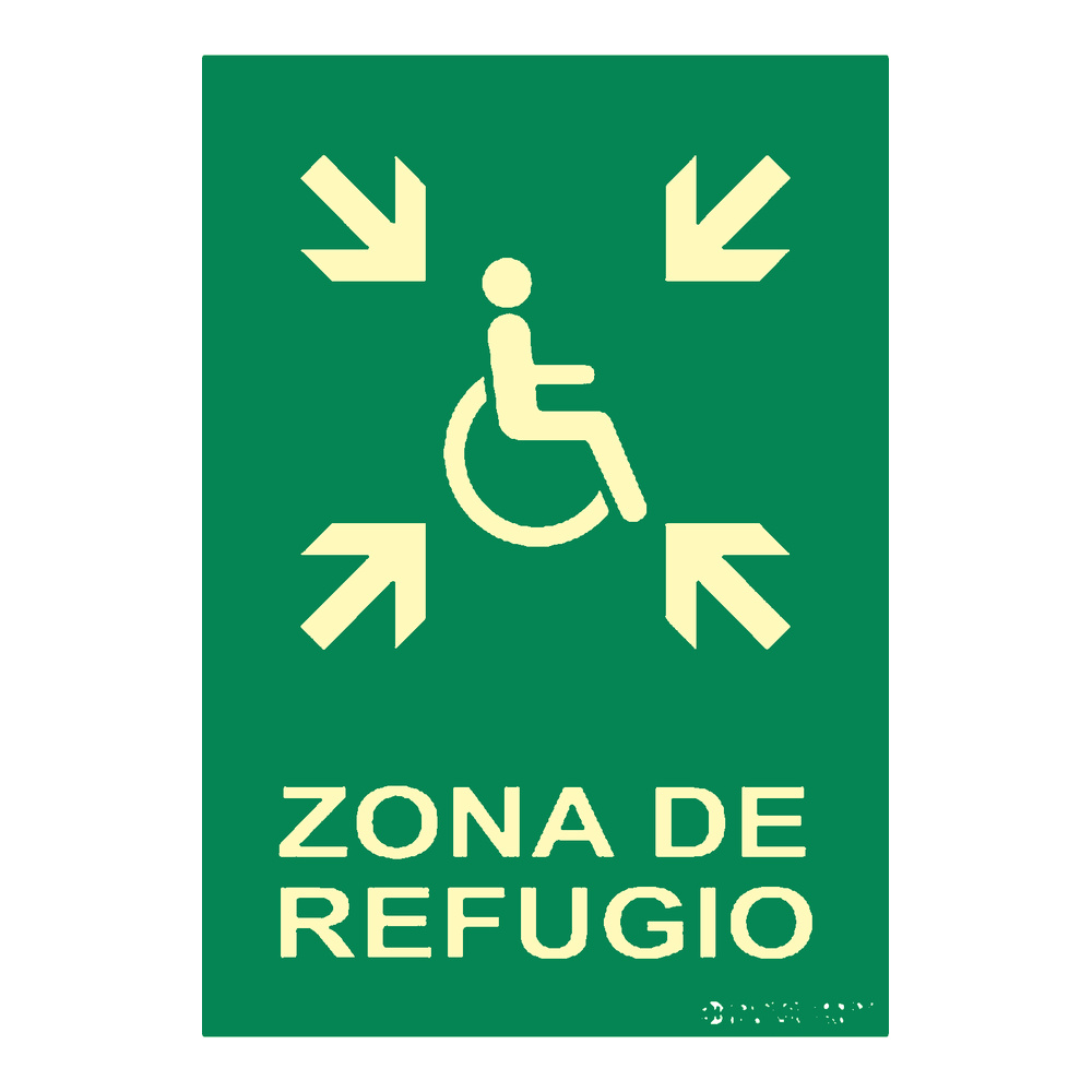 Señal fotoluminiscente zona de refugio rectangular Clase B EYS-3130