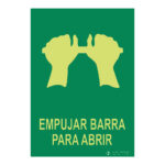 Señal fotoluminiscente empujar barra para abrir rectangular Clase A EYS-3150