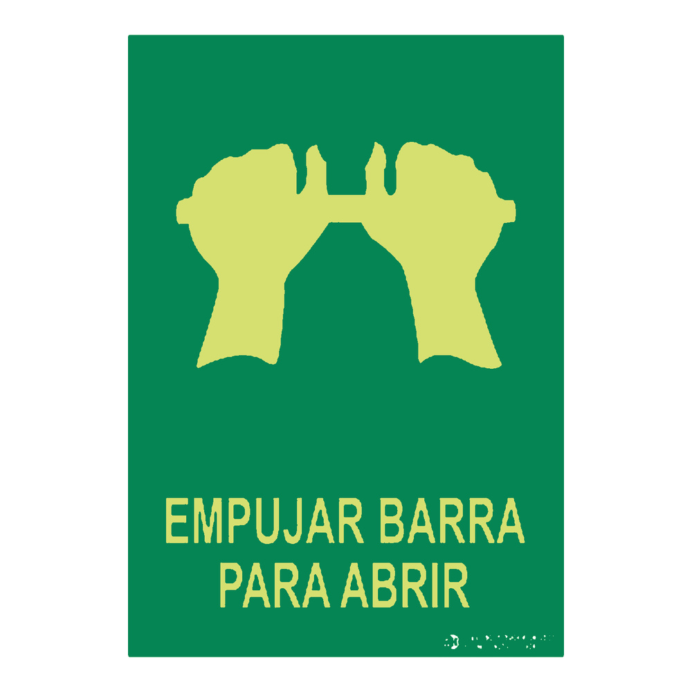 Señal fotoluminiscente empujar barra para abrir rectangular Clase A EYS-3150