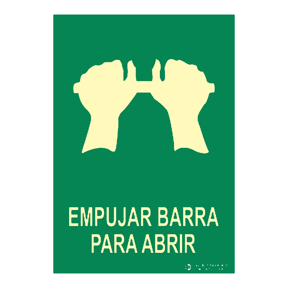 Señal fotoluminiscente empujar barra para abrir rectangular Clase B EYS-3150